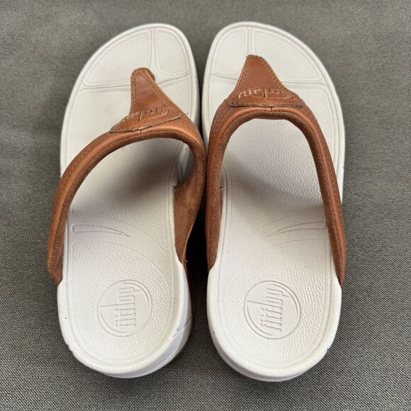 FitFlop WalkStar 3 Leather Thong Slip On Sandal 030-017 Womens Size 8 Brown - Picture 4 of 7